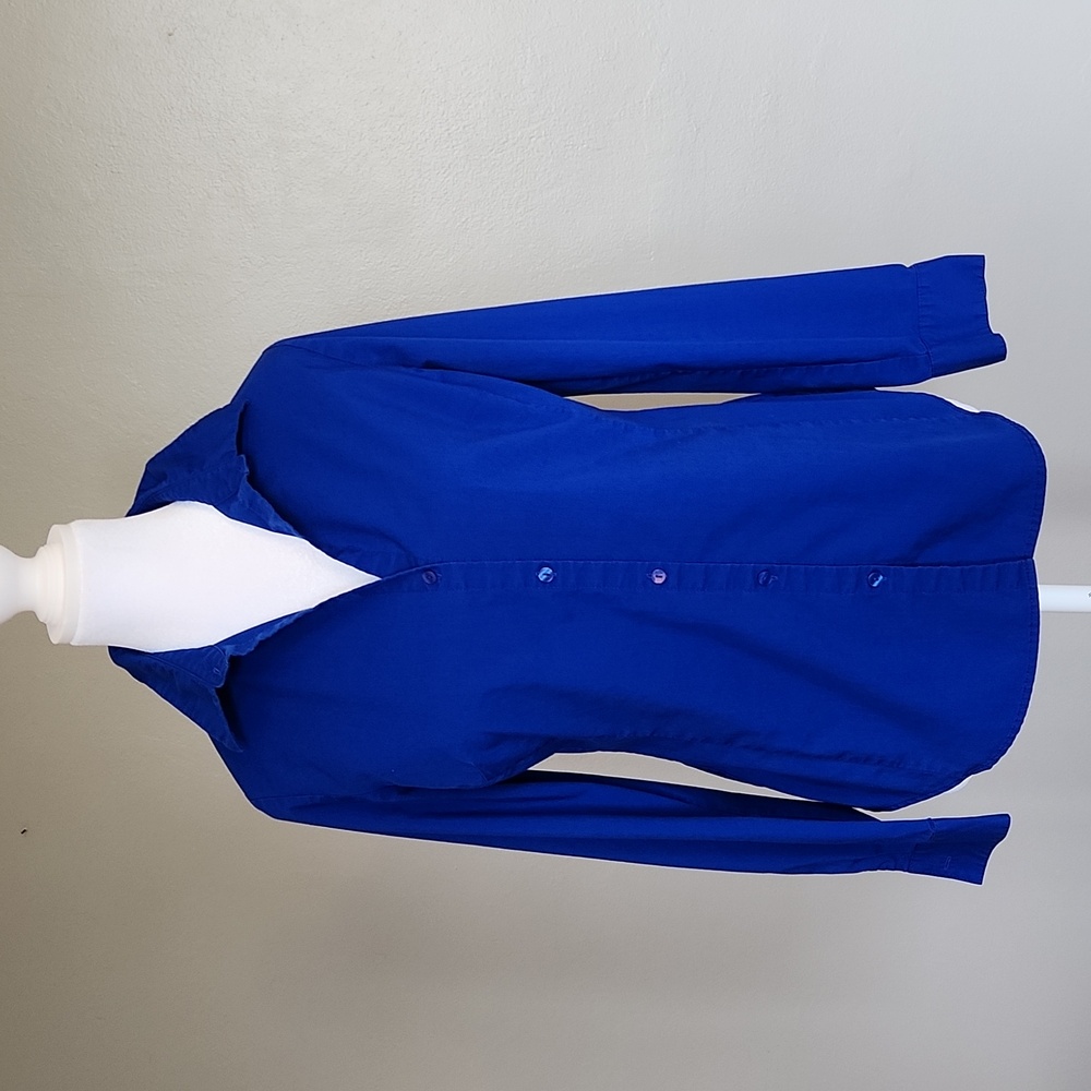 Worthington Button Up Blouse Size 4 Blue